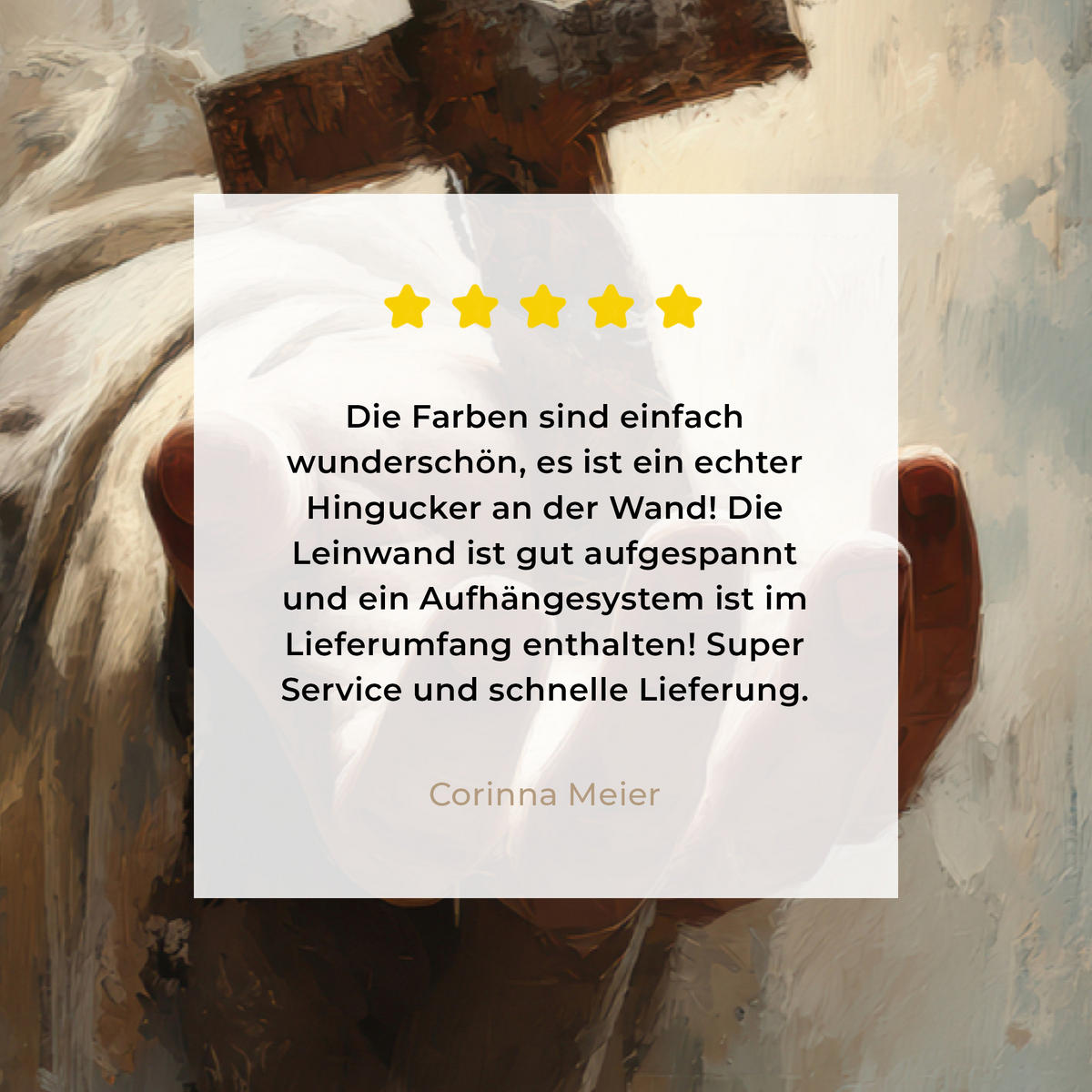 LEINWANDBILD Abstrakt - Kreuz - Hand - Christentum XXL 150x100 cm - Hellbraun, Textil (150/100cm) - MuchoWow