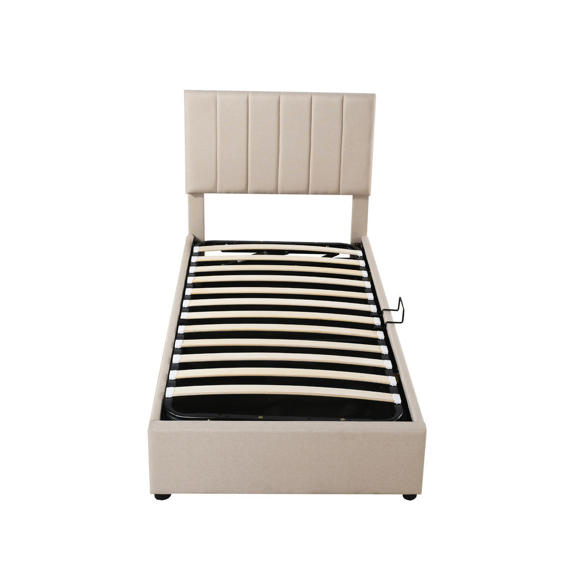 KINDERBETT 90/200 cm aus Leinen mit hydraulischem Stauraum Beige - Beige, Textil (90/200cm) - Modenvie
