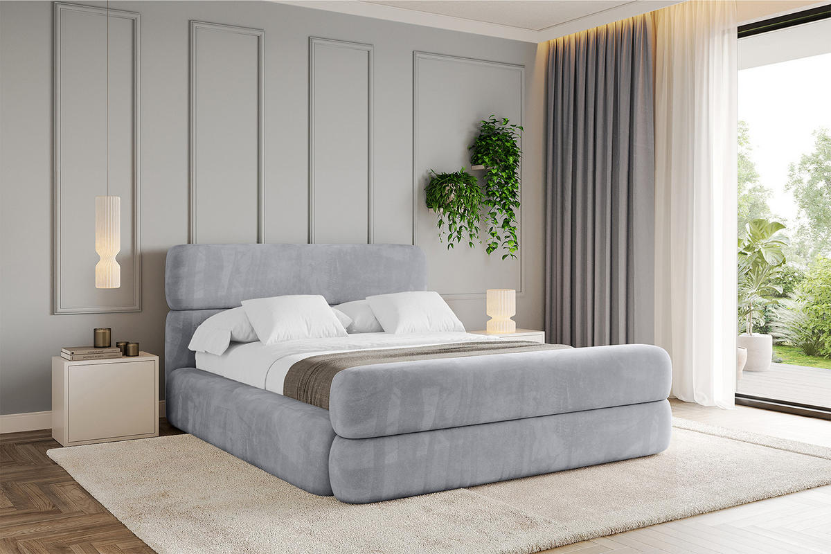 POLSTERBETT mit Bettkasten, Fußteil und Lattenrost, Boxbett ohne Matratze - ENORA-Z 180x200 Hellgrau - Hellgrau, Holzwerkstoff/Textil (180/200cm) - ALTDECOR
