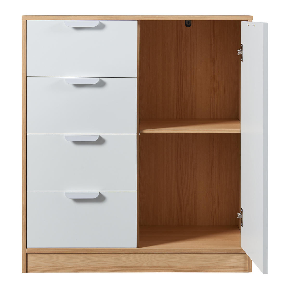 KOMMODE Varkaus - Eichefarben/Weiß, Holzwerkstoff (80/90/40cm) - [en.casa]