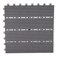 WPC BODENFLIESE 11x 30x30cm Premium Grau linear - Grau, Kunststoff (30/30/2cm) - BERLINLODGE