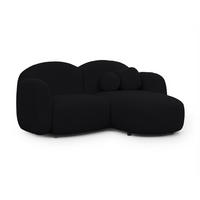 ECKSOFA Nuvola mit abgerundetem Design Schwarz Bouclé-Stoff - Ottomane Rechts - Schwarz, Holz/Kunststoff (190/146cm) - S-Style Möbel