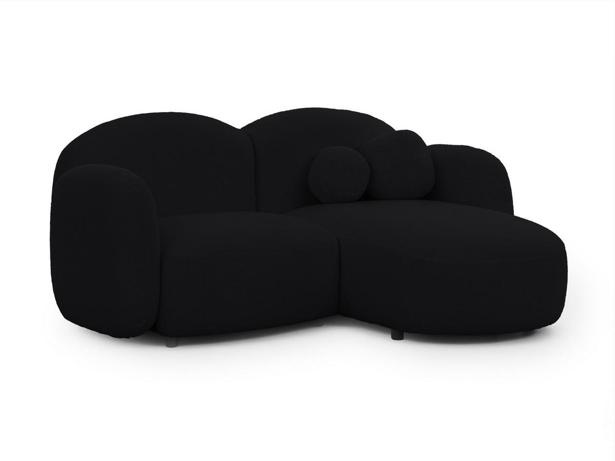 ECKSOFA Nuvola mit abgerundetem Design Schwarz Bouclé-Stoff - Ottomane Rechts - Schwarz, Holz/Kunststoff (190/146cm) - S-Style Möbel