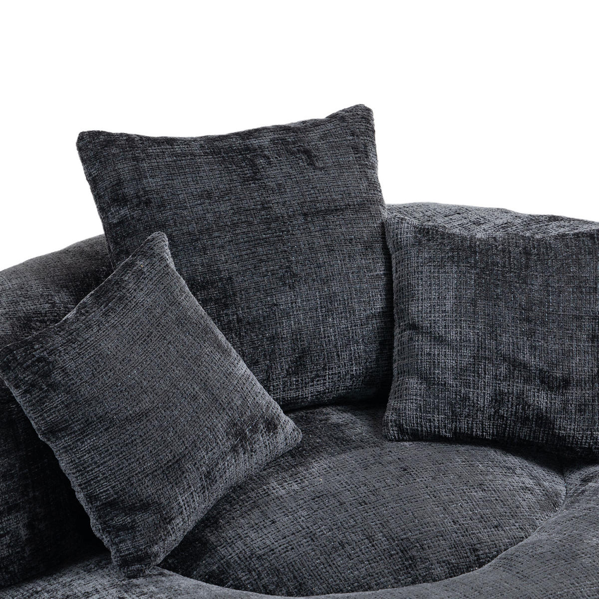 SITZSACK Chenille Schwarz mit Armlehnen - Schwarz, Textil (108/52/108cm) - WISHDOR
