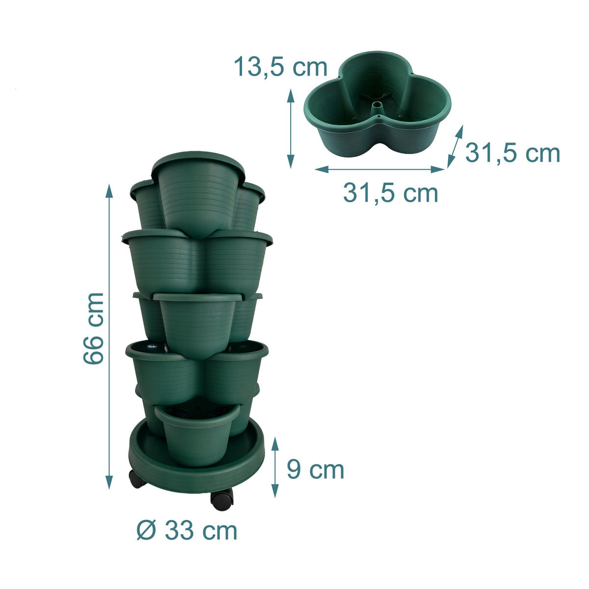 ZAHR. věž - zelená barva, plast (33/66/33cm) - Relaxdays