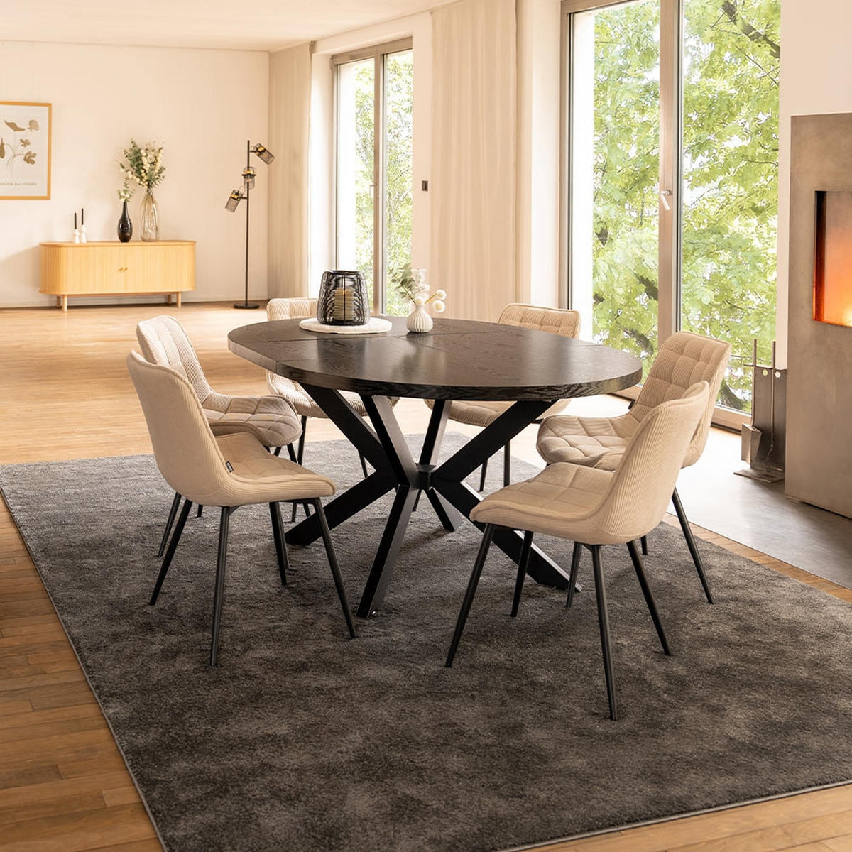 ESSTISCH RUND AVENTURA - Dark Oak, 160 x 120 cm - Schwarz, Holz (160/120/4cm) - Home Deluxe
