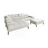 ECKSOFA NELSON Hellgrau Leder Relaxfunktion - Hellgrau/Schwarz, Leder/Metall (321/216cm) - KAWOLA
