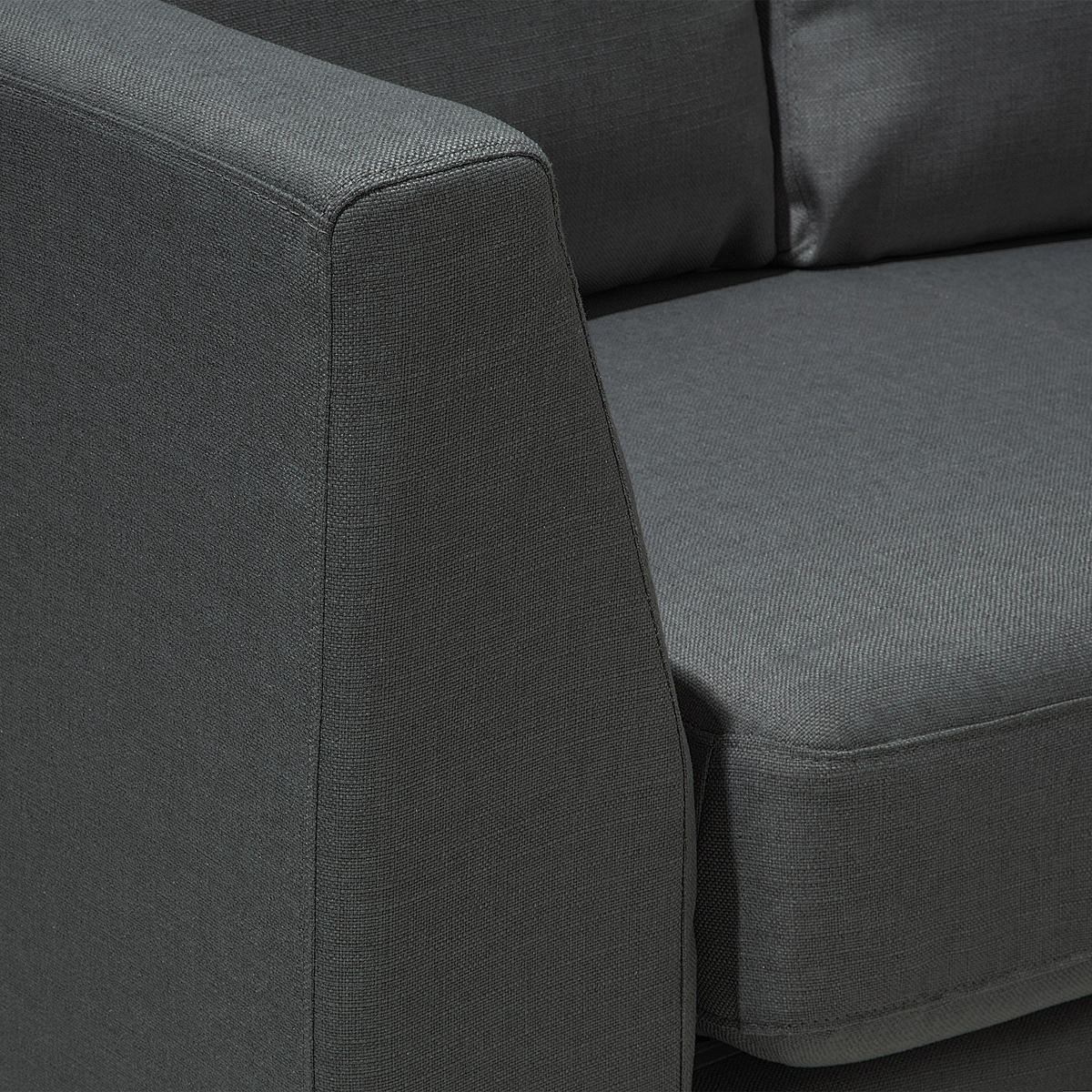 7-SITZER-SOFA mit Ottomane Polyester Grau Rotunde - Dunkelgrau, Textil (448/76/236cm) - Beliani