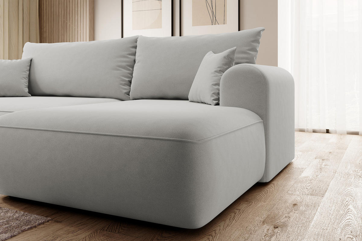 ECKSOFA Ovo Grau Velours - Schwarz/Grau, Kunststoff/Textil (260/165cm) - Selsey