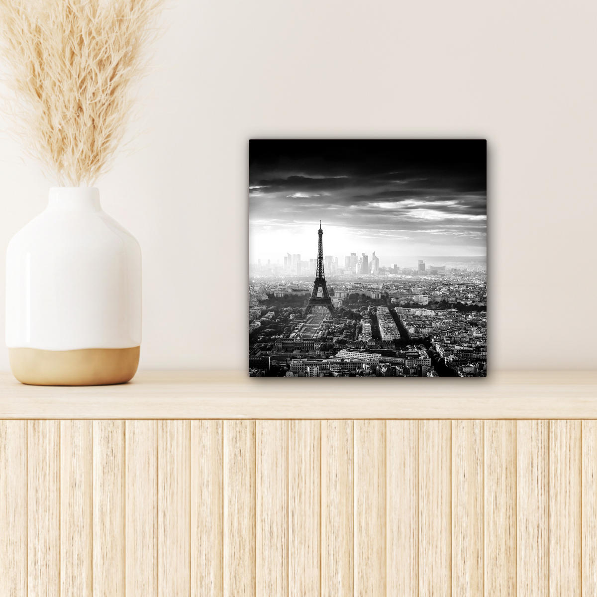 LEINWANDBILD Paris - Skyline - Eiffelturm - Stadt - Wolken 20x20 cm - Dunkelgrau, Textil (20/20cm) - MuchoWow