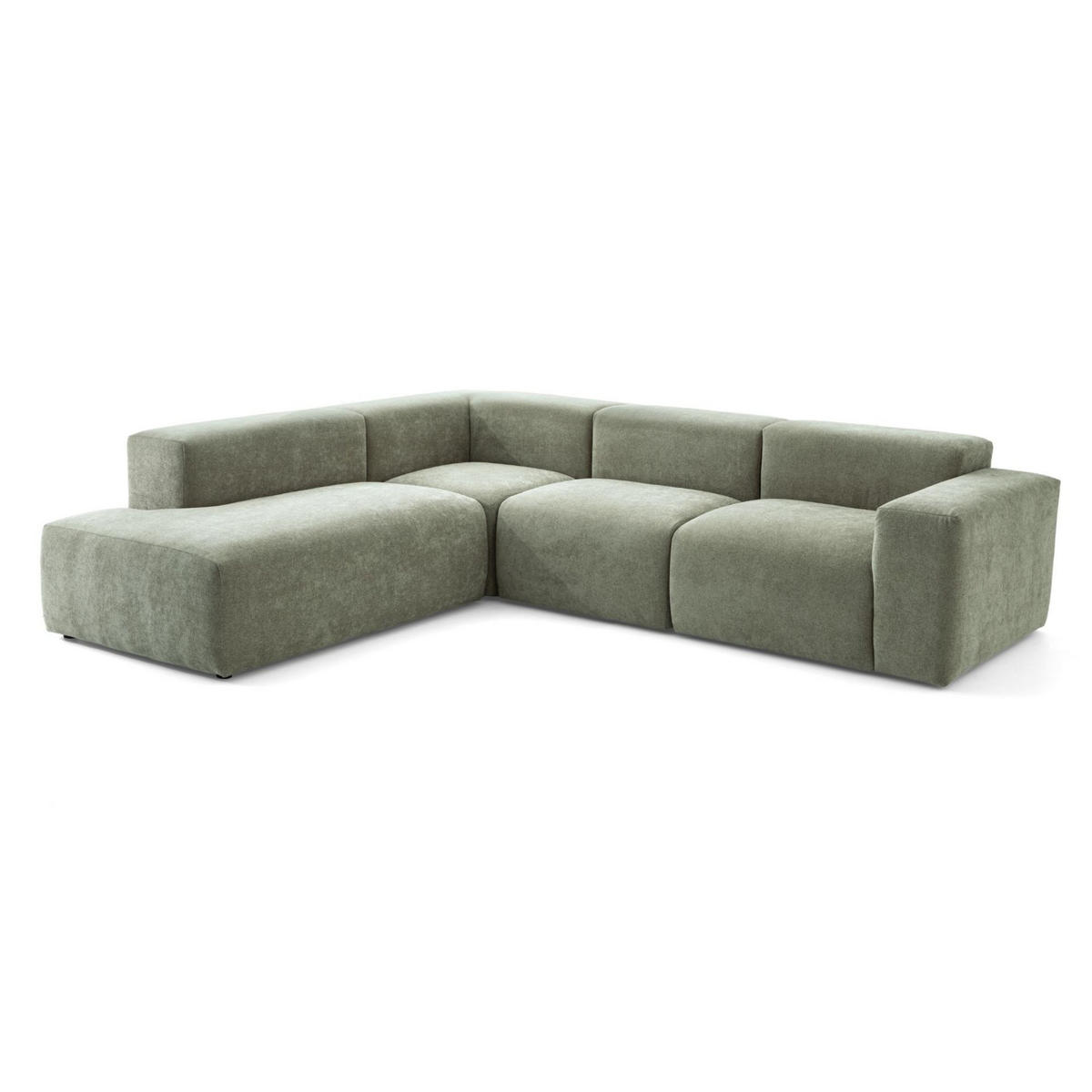 4-SITZER modulares Ecksofa HEAVEN SET 2 Links, Breite 300 cm Webstoff Grün - Schwarz/Grün, Holz/Kunststoff (300/245cm) - Muffo