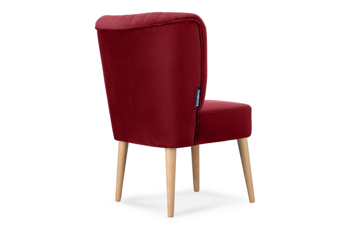 COCKTAILSESSEL DUCO auf hohen Beinen, Rot/Buche - Buchefarben/Rot, Holz/Textil (63/89/65cm) - KONSIMO®