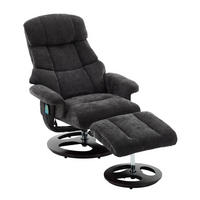 RELAXSESSEL 83,5/81/111 cm in Dunkelgrau mit Massagefunktion und Hocker - Dunkelgrau, Textil (83.5/111/81cm) - BEAOK