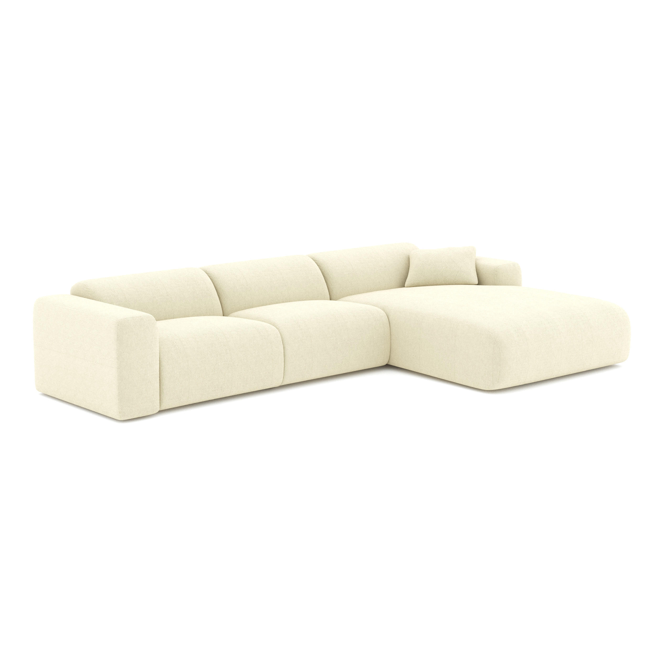 ECKSOFA RECHTS Gerippter Samt Creme 280cm - Creme, Textil (165/280cm) - Sia Home