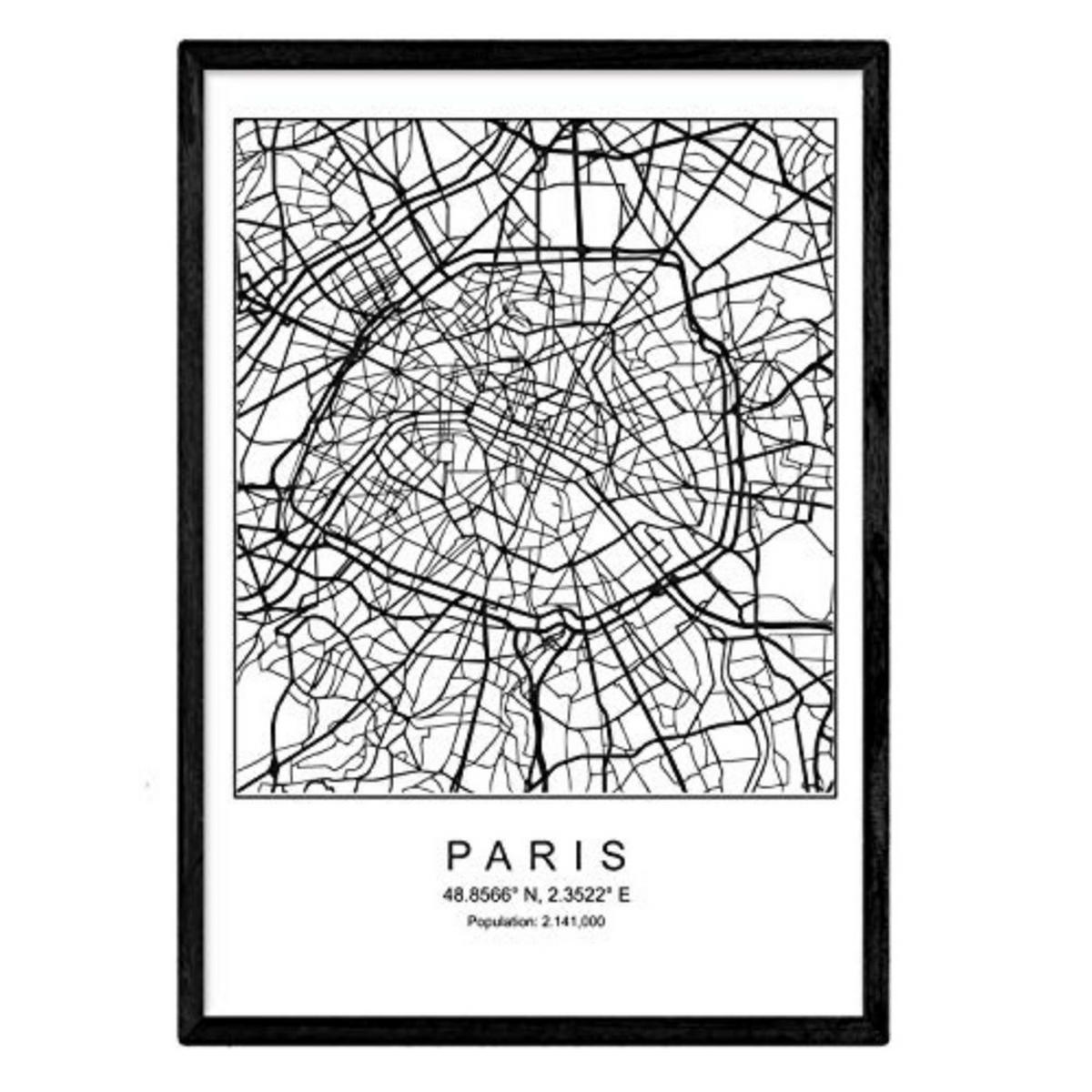 POSTER Paris Nordic Style A4 Schwarzer Rahmen - Schwarz, Papier (29.7/5/21cm) - Nacnic