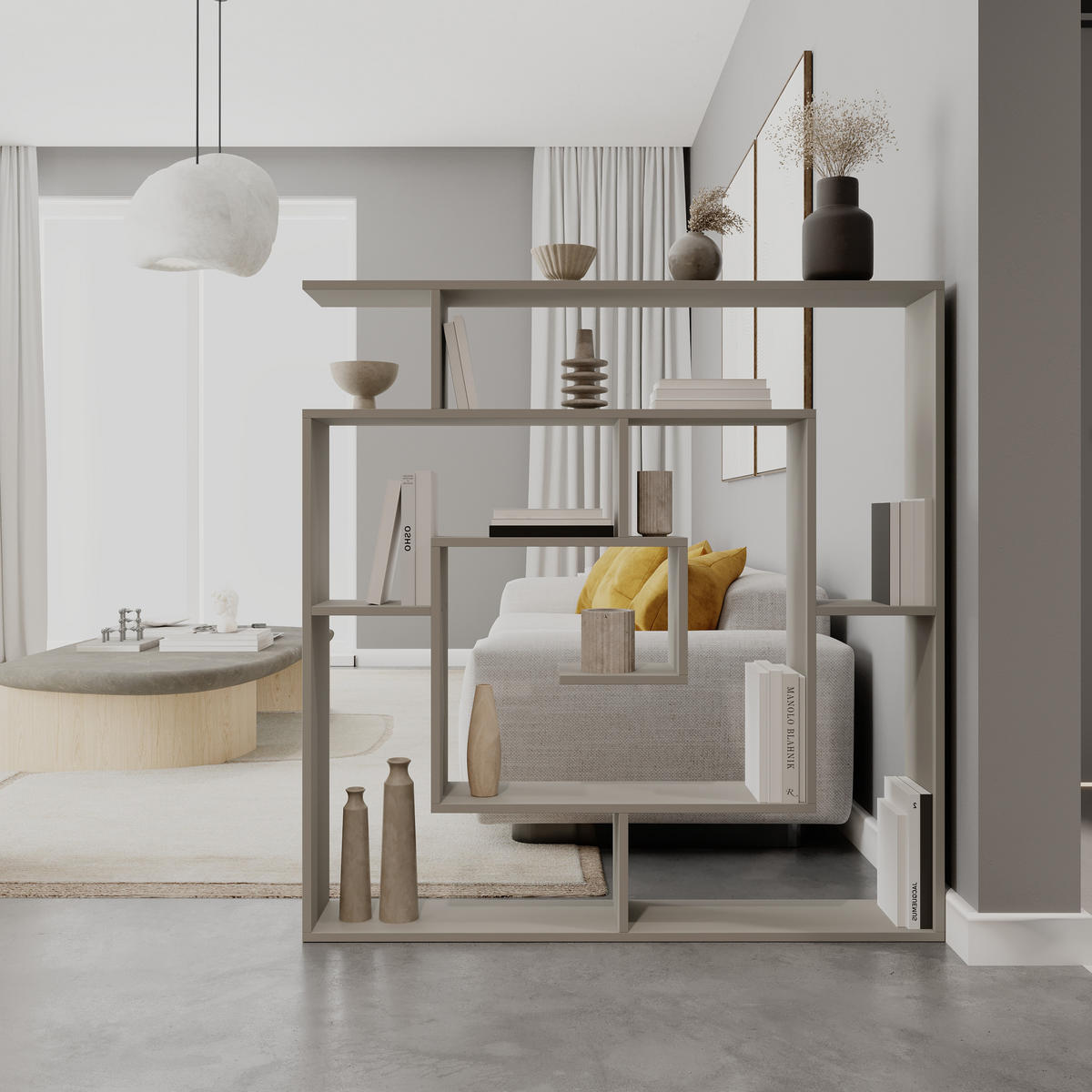 BÜCHERREGAL Labirent Sandstein 125/22/129 cm - Sandfarben, Holzwerkstoff (125/128.6/22cm) - Decortie