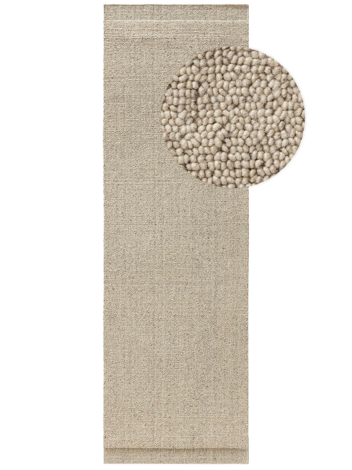 WOLLTEPPICH-LÄUFER Imke Beige 80x250 cm - Beige, Textil (80/250cm) - benuta Pure