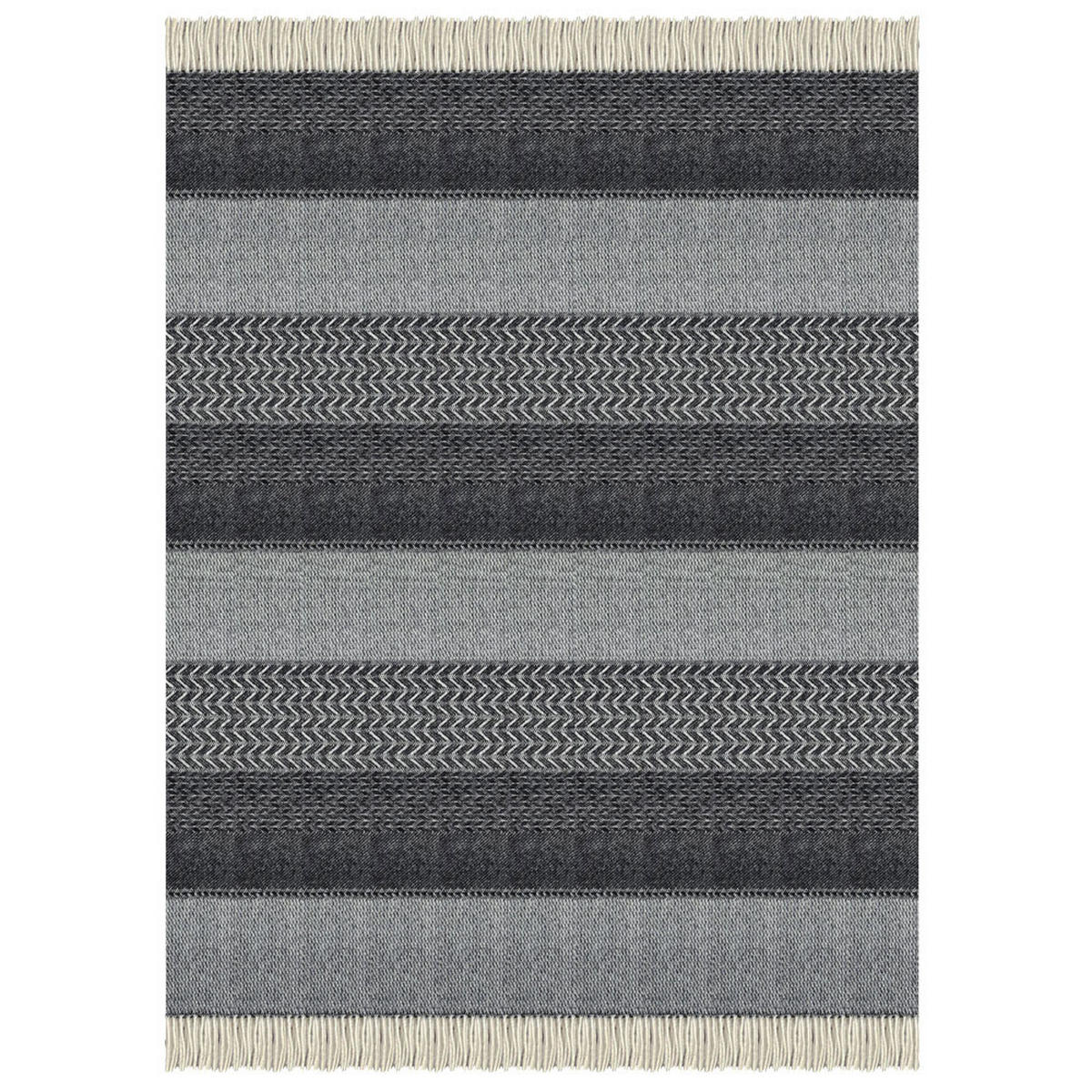 WOLLDECKE Uptown Neuseeländische Lammwolle Schwartz 140x200 - Schwarz, Textil (140/200cm) - Malagoon