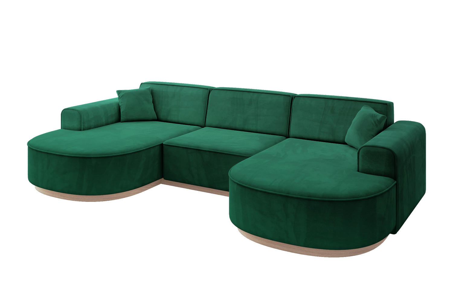 WOHNLANDSCHAFT MARI-U1-v1 - 303x171x83 cm Grün Velours - Grün, Holzwerkstoff/Textil (303/83/171cm) - ALTDECOR