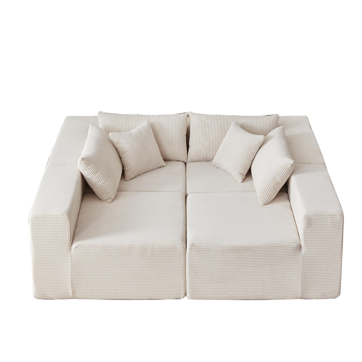 ECKSOFA 264/167/71 cm Beige Cord, 4 Sitze - Beige, Textil (167/264cm) - Oxeza