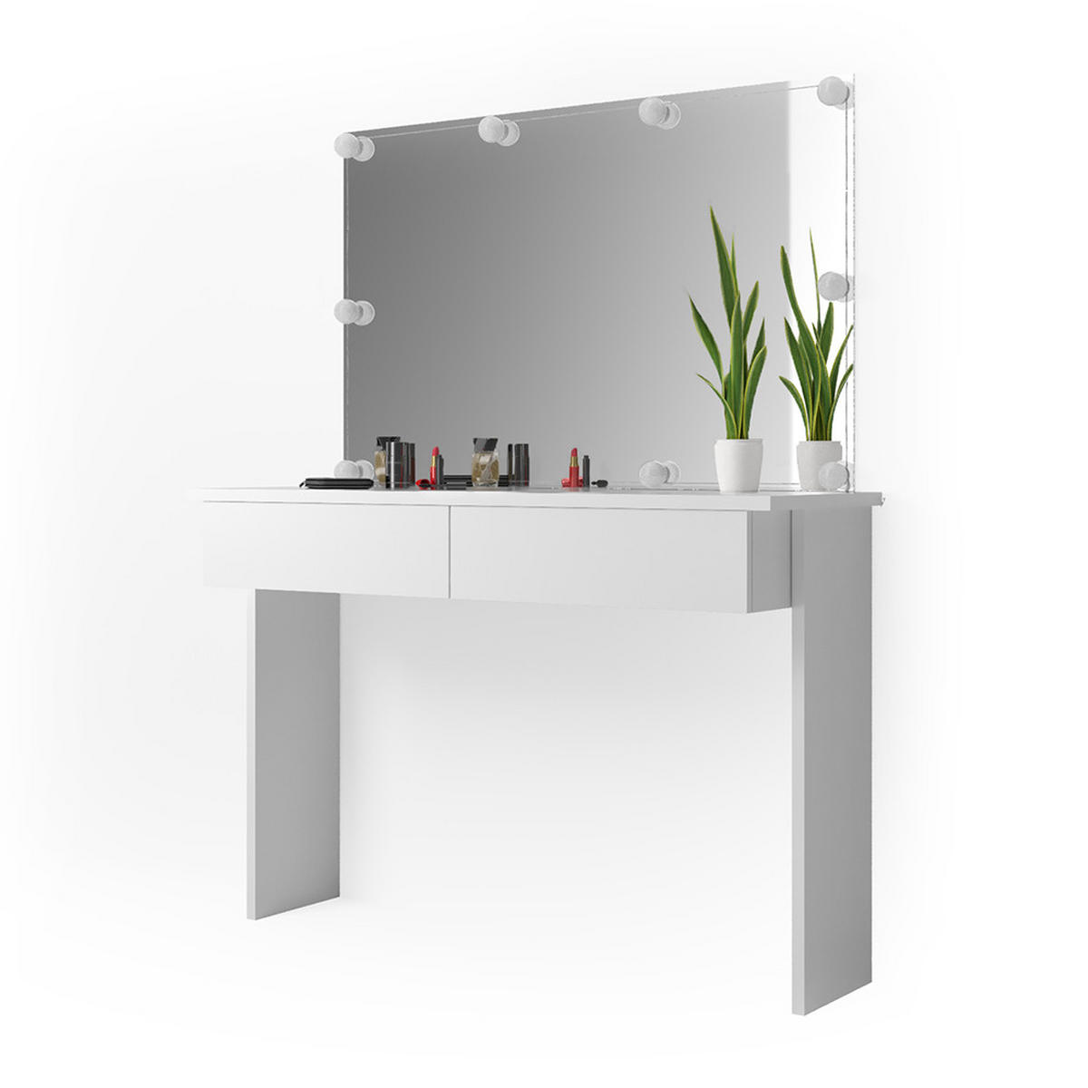 SCHMINKTISCH Azur Weiß 120 cm mit LED Beleuchtung - Weiß, Holzwerkstoff (120/83/40cm) - Vicco