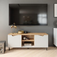 LOWBOARD Marelle Weiß/Artisan 150 x 60 cm mit 2 Türen - Hellgrau/Weiß, Holzwerkstoff (150/60/38cm) - Vicco