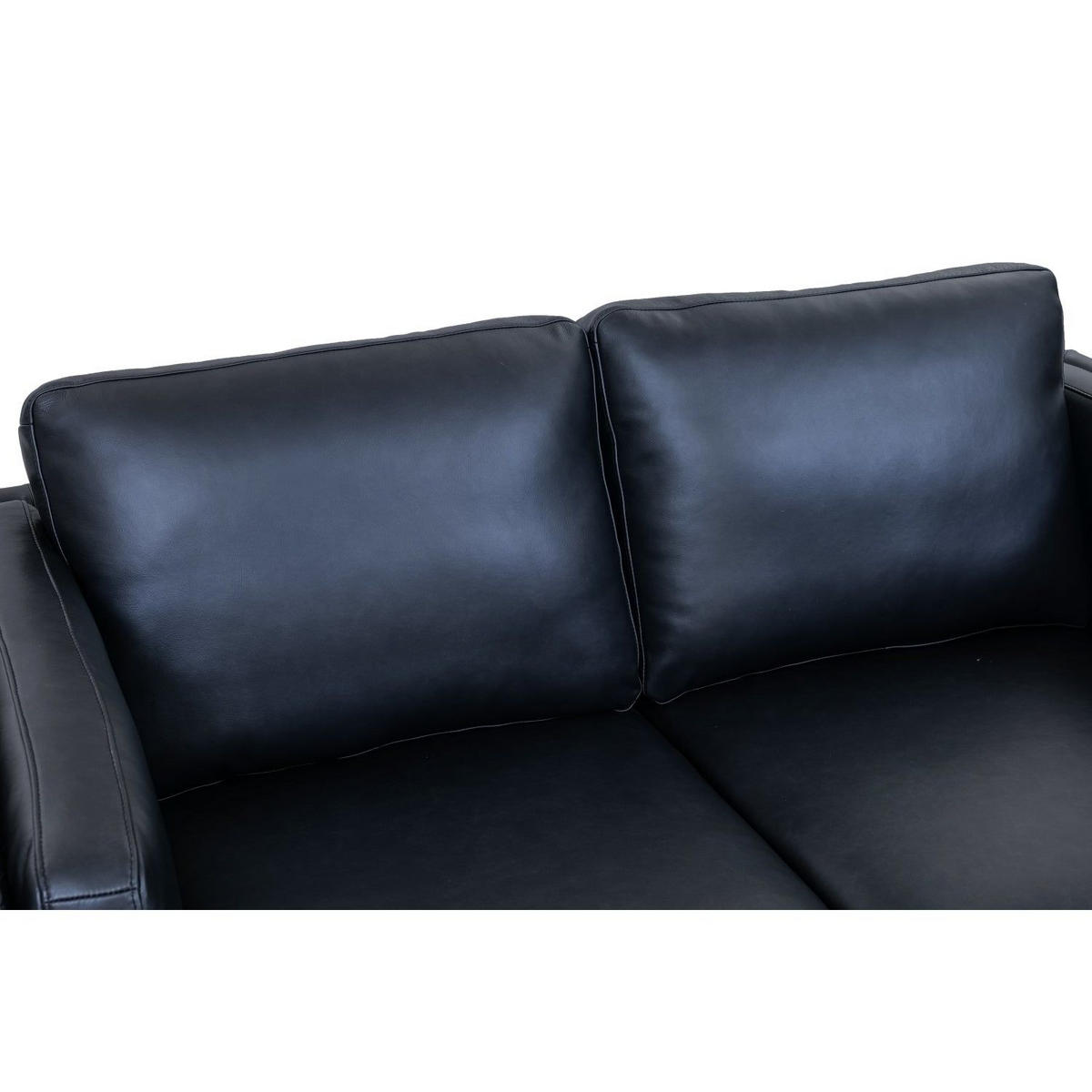 ZWEISITZER-SOFA Echtleder Schwarz - Schwarz, Leder/Metall (157/83/88cm) - Furnhouse