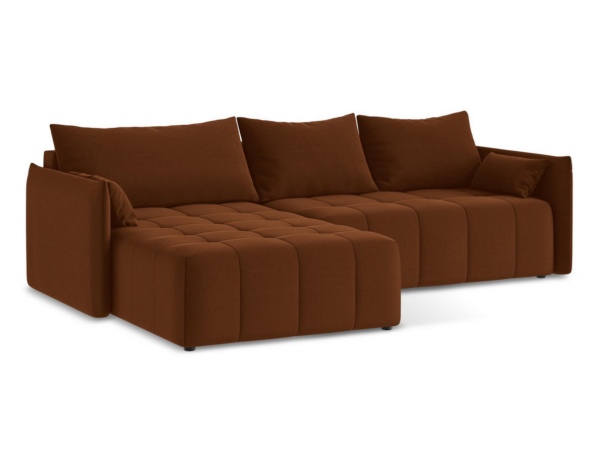 SOFAELEMENT Rechts Chenille Stoff Beige - Schwarz/Cappuccino, Holzwerkstoff/Kunststoff (91/75/166cm) - Makamii