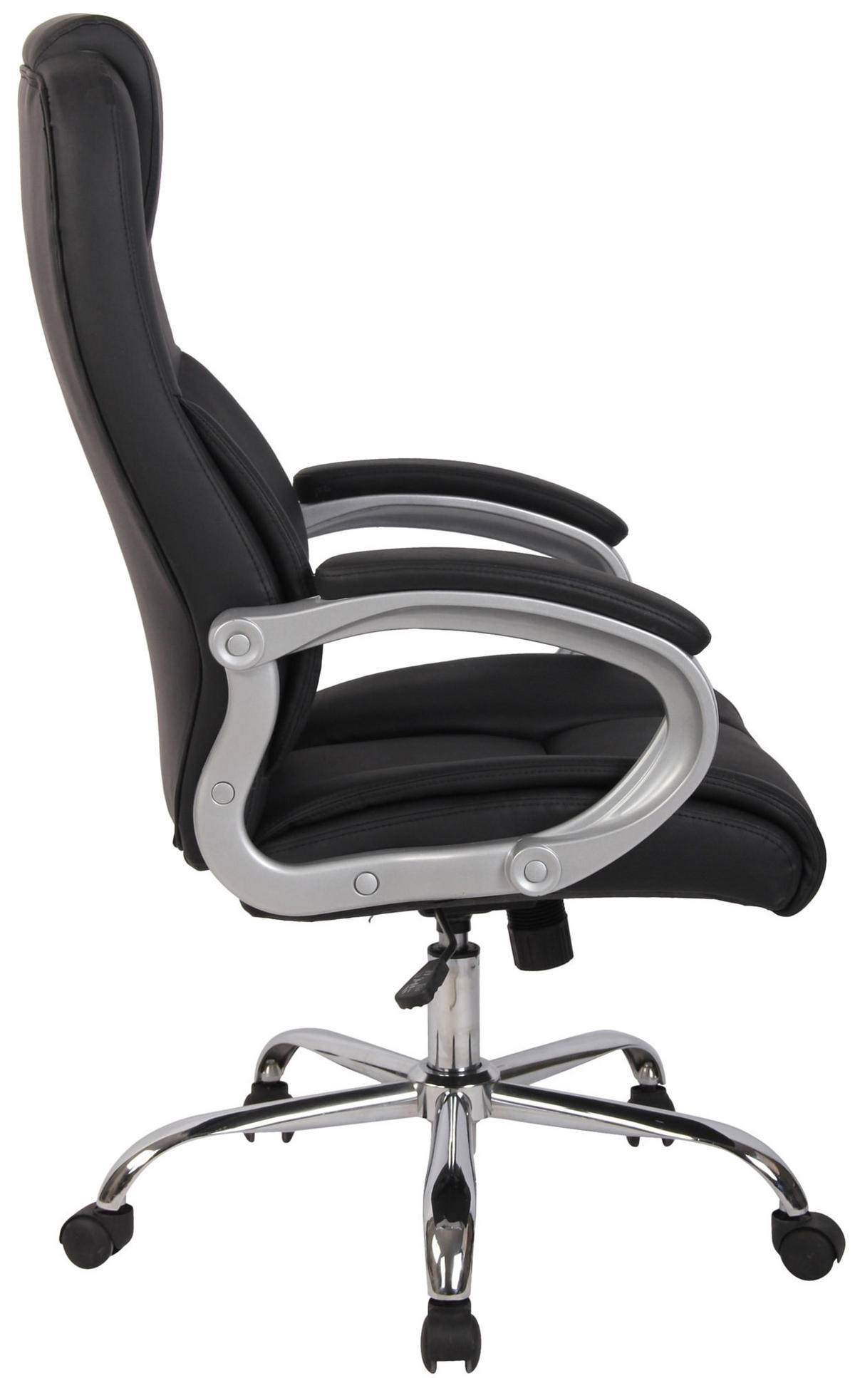 CHEFSESSEL Lederlook schwarz - Chromfarben/Schwarz, Textil/Metall (66/113/70cm) - CLP