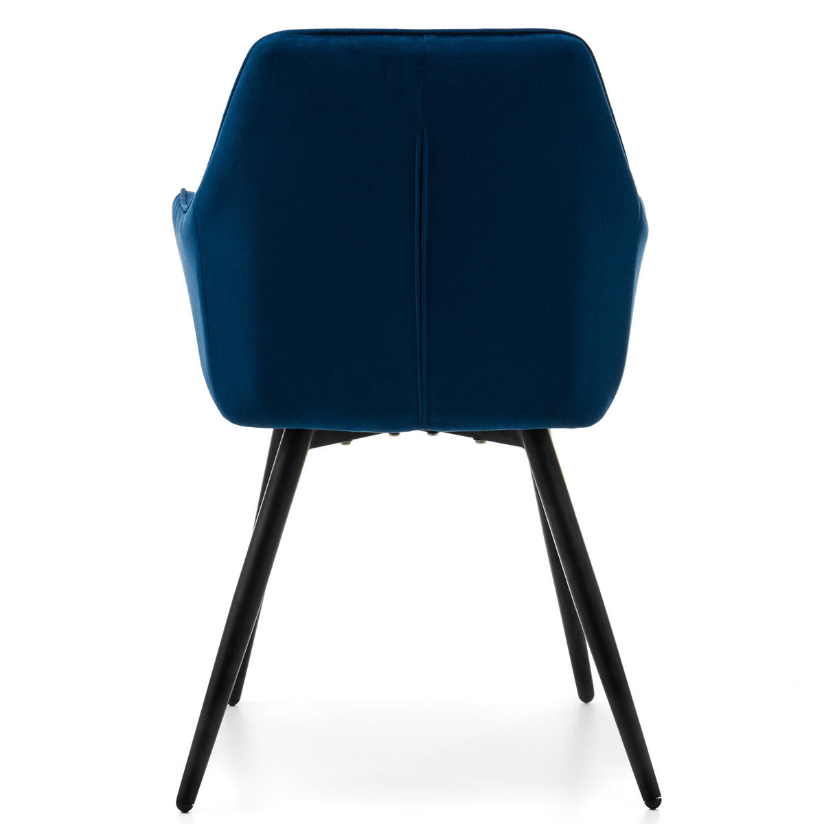 STUHL PASSO gepolstert mit Steppung - dunkelblau - Samt Velours - Schwarz/Dunkelblau, Textil/Metall (58/87/60cm) - NEW HOME