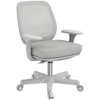 BÜROSTUHL, Ergonomisch Schreibtischstuhl mit Drehfunktion, Höhenverstellbar - Weiß/Grau, Kunststoff (48/94.5/55cm) - Vinsetto