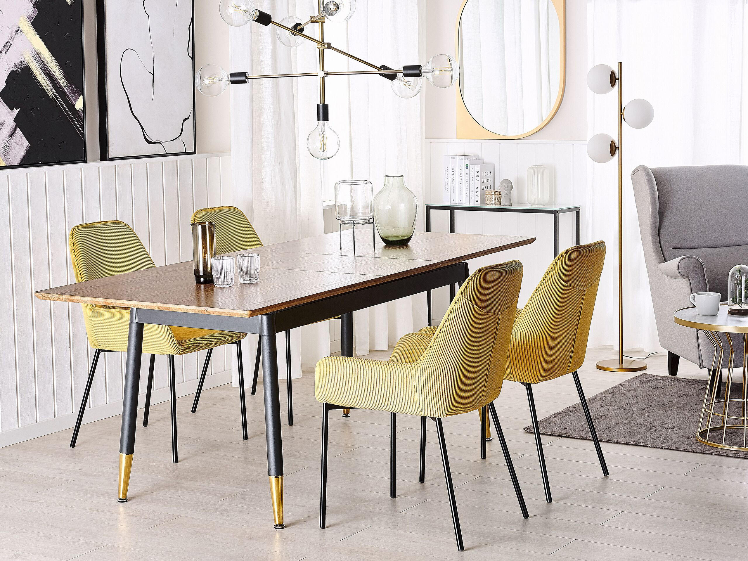 ESSTISCH 160-200/90/78 cm Dunkelbraun, Schwarz, Goldfarben Rechteckig California - Dunkelbraun, Holzwerkstoff (200/90/78cm) - Beliani