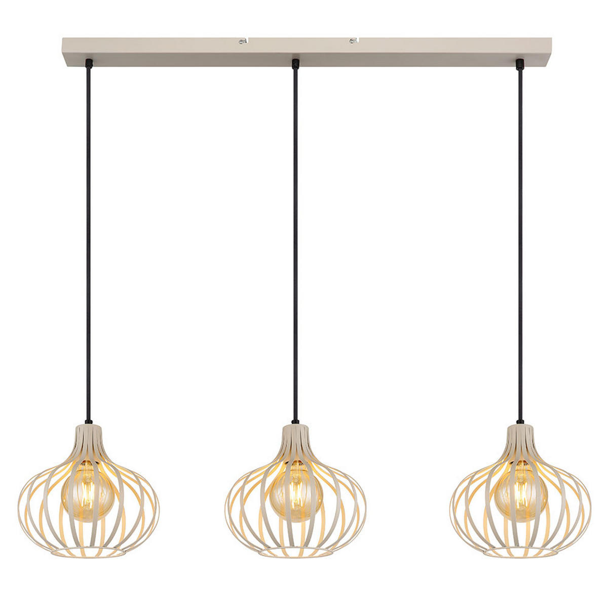 HÄNGELEUCHTE Metall creme sandfarben Gitter Design - Bernsteinfarben, Glas (103/25/150cm) - Globo Lighting