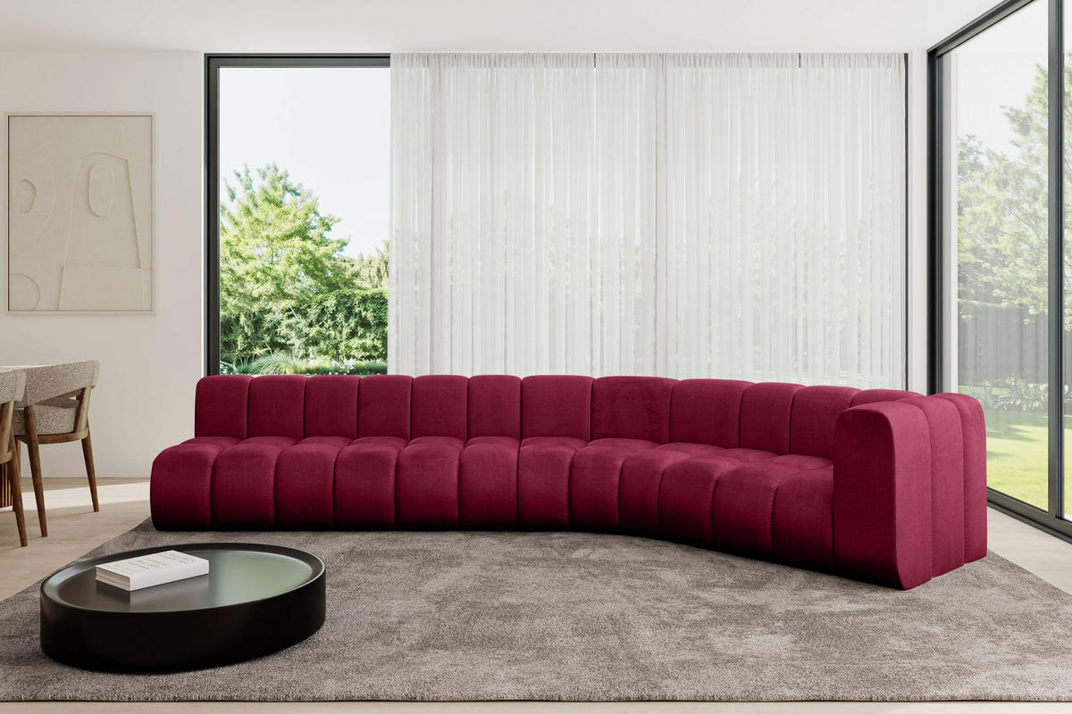 ECKSOFA modulares Sofa Karex-L2 - 399x194x70 cm Bordeauxrot - Bordeaux, Holzwerkstoff/Textil (399/194cm) - ALTDECOR