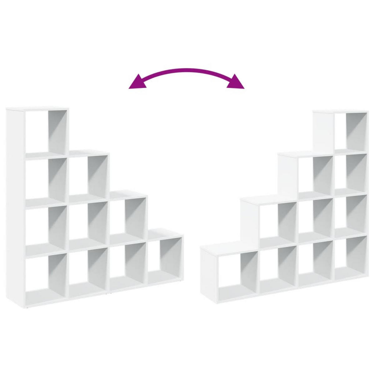 RAUMTEILER-BÜCHERREGAL 4 Stufen Weiss 131.5/29/131.5 Cm - Weiß, Holzwerkstoff (131.5/131.5/29cm) - vidaXL