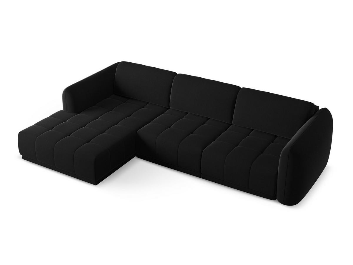 ECKSOFA Links Samt Stoff Schwarz - Schwarz, Kunststoff/Textil (170/290cm) - Makamii