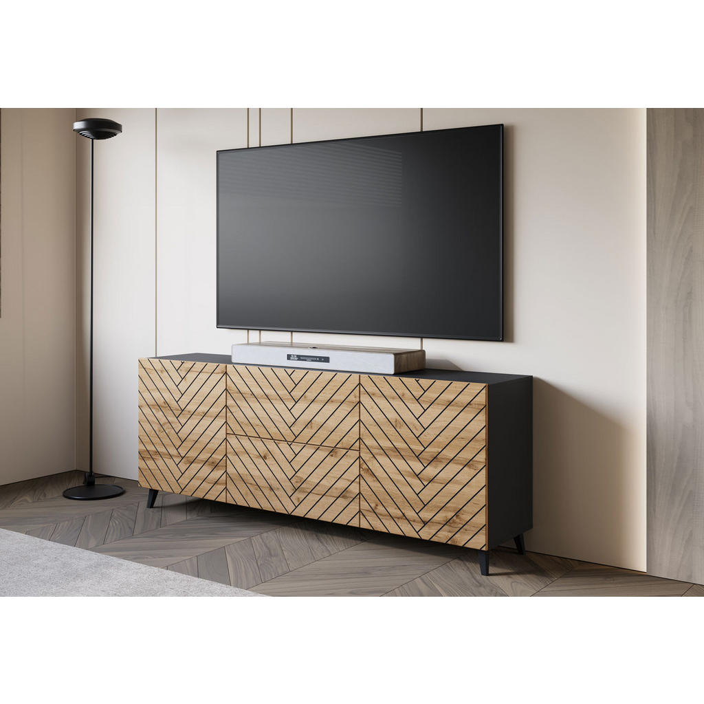 Thumbnail - Feldmann-Wohnen Kommode, Braun, Graphit, Holz, 2 Fächer, 2 Schubladen, Rechteckig, 180x69x39 cm, Wohnzimmer, Kommoden & ...