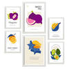 POSTER Set Mit 6 Fruchtcollage Größe A3 & A4 Weißer Rahmen - Weiß, Papier (29.7/1cm) - Nacnic