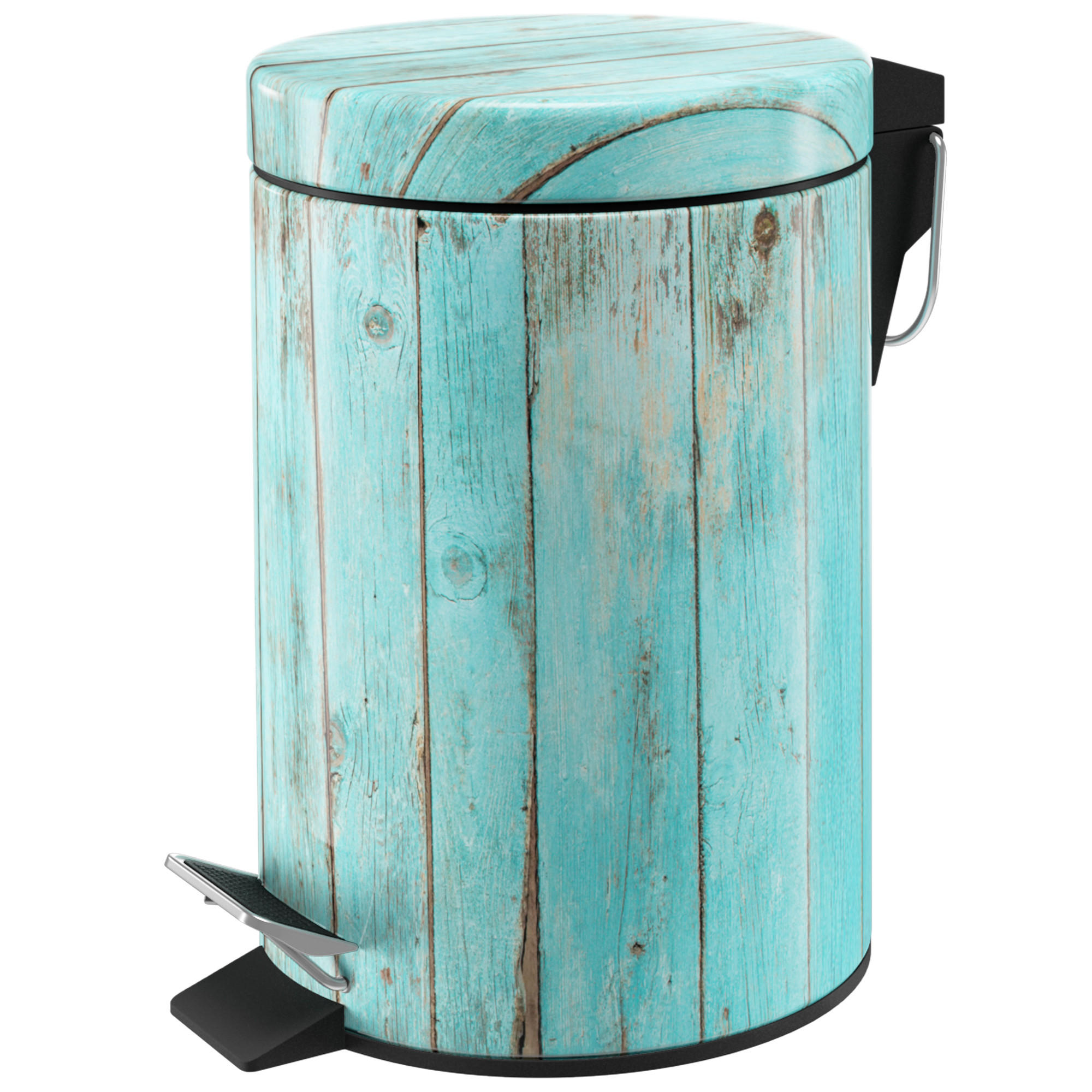 KOSMETIKEIMER Lumber - Türkis/Schwarz, Kunststoff/Metall (17/25/25cm) - Sanilo