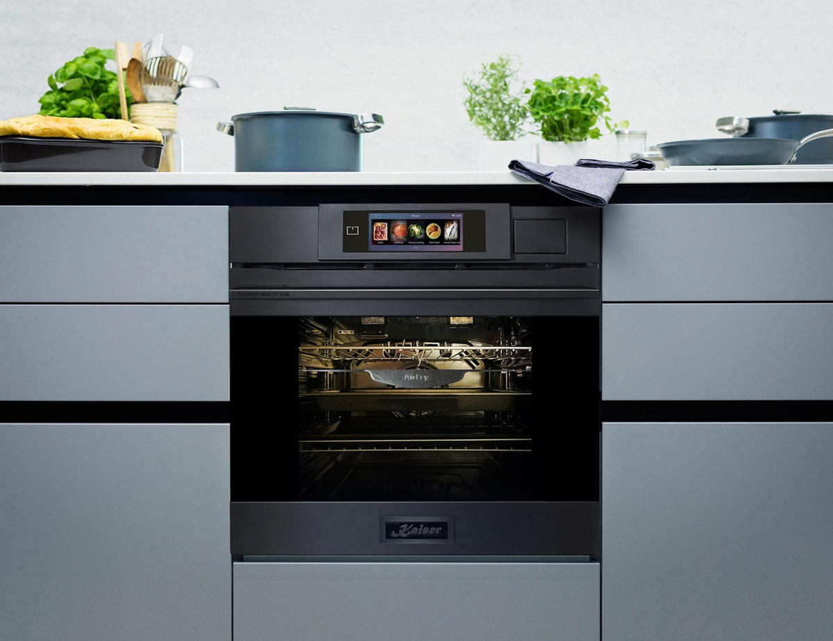 KAISER EH 6341 Multifunktions-Elektro-Dampfbackofen mit Dampfreinigung, 60 cm + AT 6455 s Dunstabzugshaube 60cm - Grau, Metall (59.4/59.4/57.5cm) - Kaiser