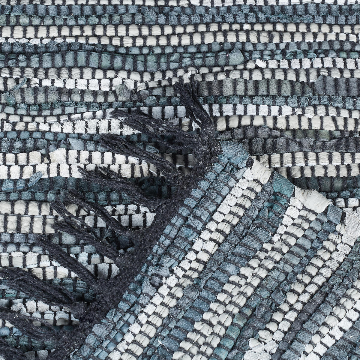 FLICKENTEPPICH - Grau, Leder/Textil (100/60cm) - Relaxdays
