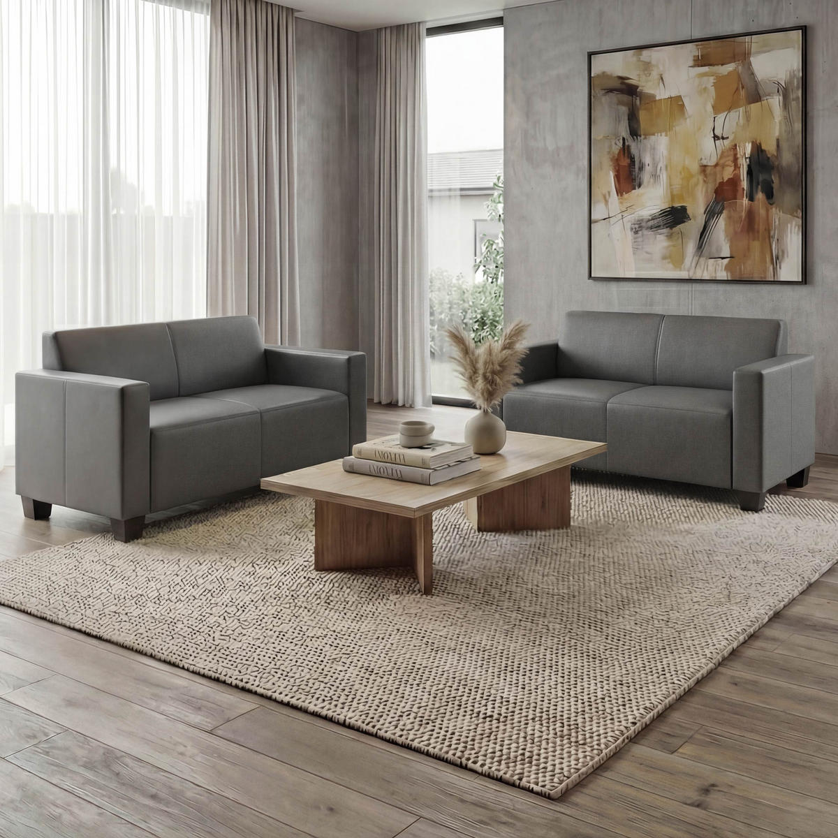 SOFA-GARNITUR Grau - Grau, Textil (136/76/72cm) - MCW