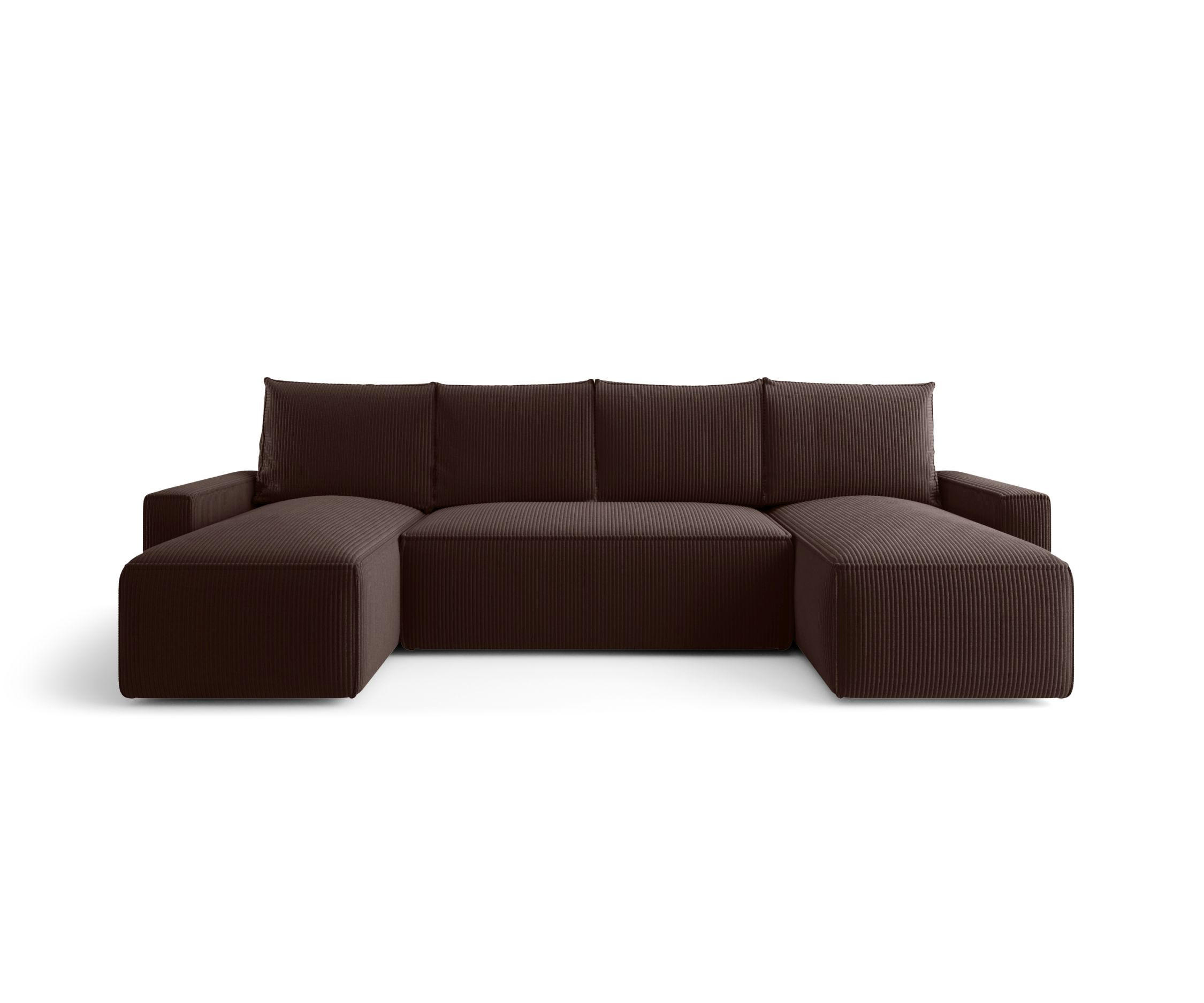 WOHNLANDSCHAFT mit Schlaffunktion SAVIO U Poso 06 - Braun, Textil (300/75/140cm) - Bedante