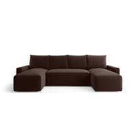 WOHNLANDSCHAFT mit Schlaffunktion SAVIO U Poso 06 - Braun, Textil (300/75/140cm) - Bedante
