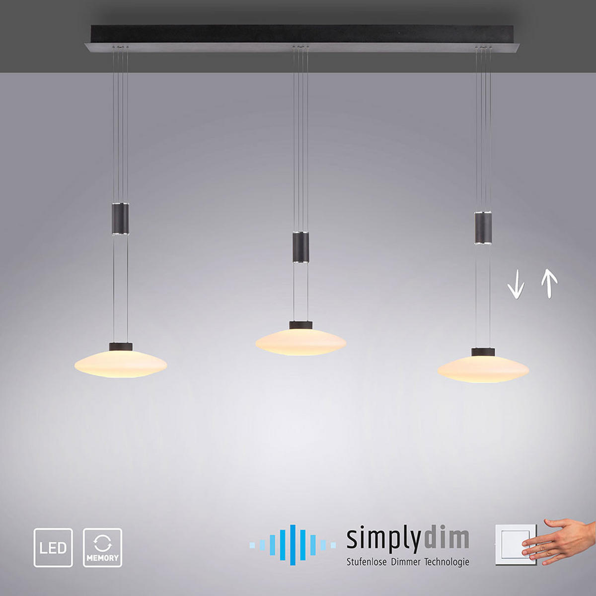 LED HÄNGELEUCHTE Metall Glas Schwarz - Schwarz, Glas (116/23/200cm)