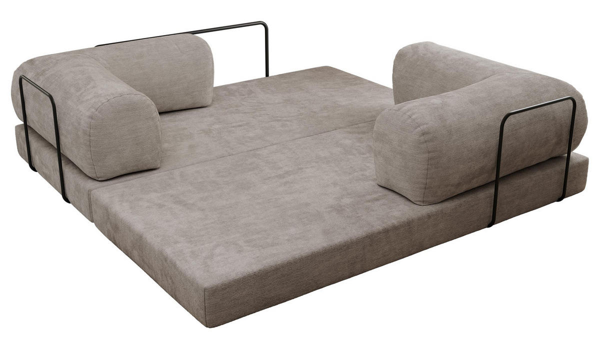 TROJMIESTNA POHOVKA ORSETTO - Svetlosivá Hladká ženilka - čierna/svetlosivá, kov/textil (200/70/100cm) - MKS