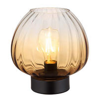 TISCHLEUCHTE SOLVEIG, Glas amber, schwarz, Kabelschalter - Schwarz, Glas (23/23/23.5cm) - Globo Lighting