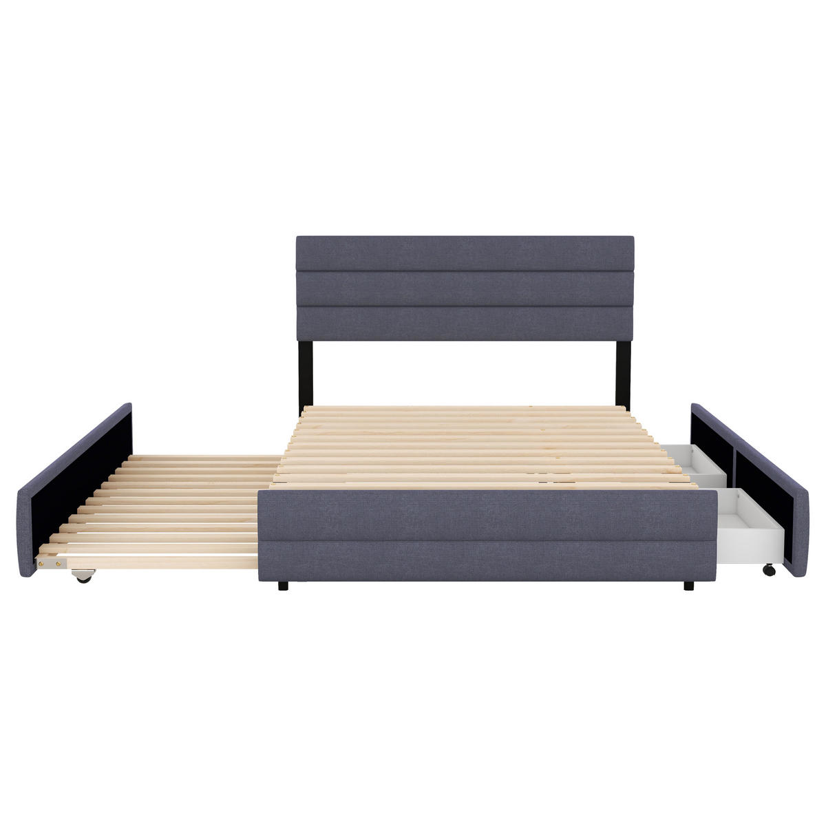 PLATTFORMBETT 140x200cm Grau für 2 Personen 2 Schubladen - Grau, Holz (140/200cm) - FLIEKS