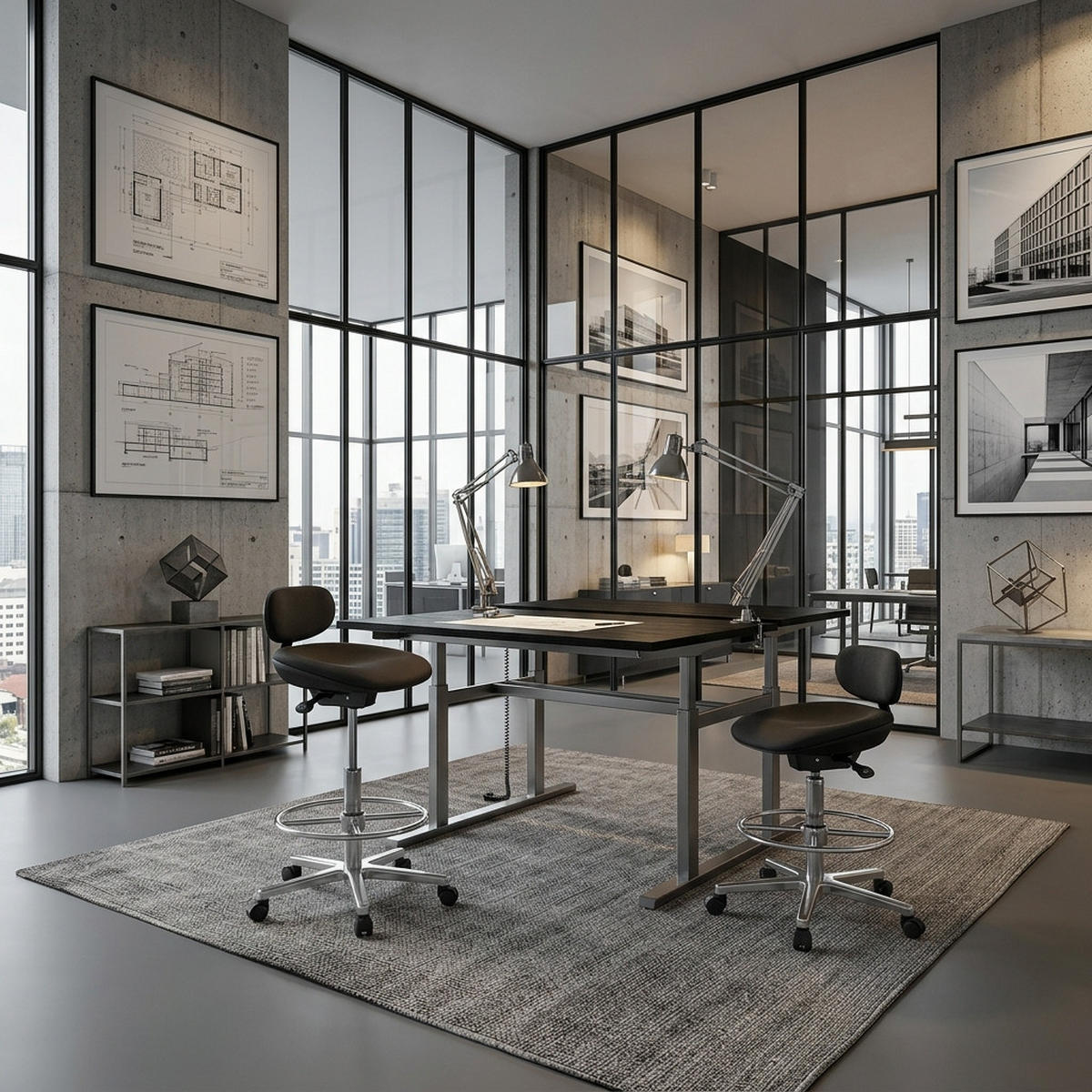 ARBEITSSTUHL Stoffbezug mit höhenverstellbarer Sitzfläche und Rückenlehne, Aluminium-Fußkreuz MODENA - Silberfarben/Schwarz, Textil/Metall (60/114/60cm) - KADIMA DESIGN