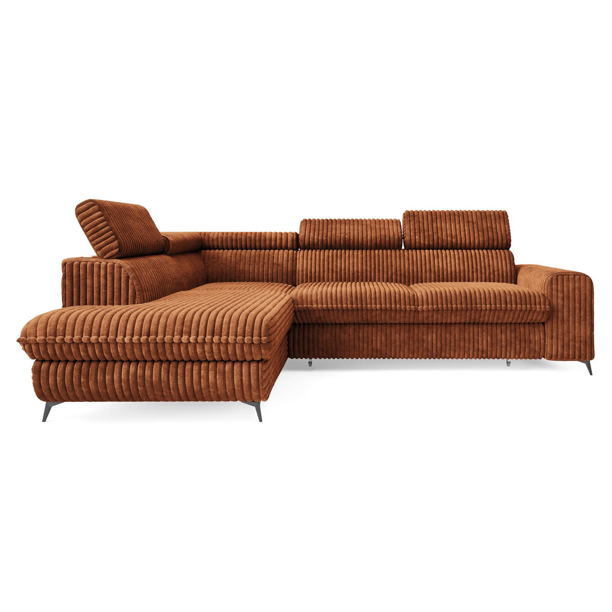 ROHOVÁ SEDAČKA VELISS hnědá - černá/hnědá, kov/dřevo (255/193cm) - MASSENO